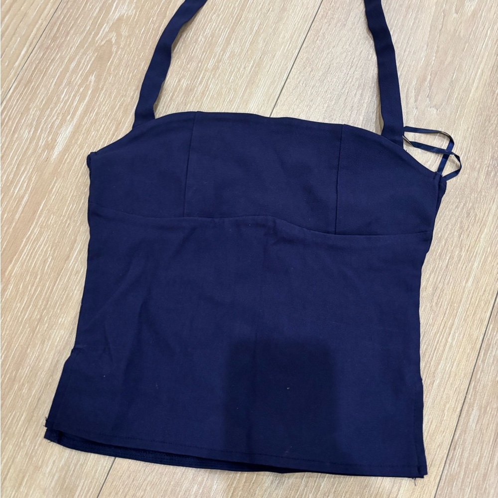 EDIKTED navy blue halter top